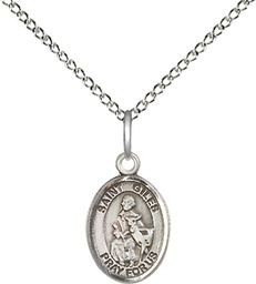 [9349SS/18SS] Sterling Silver Saint Giles Pendant on a 18 inch Sterling Silver Light Curb chain