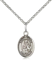 [9349SS/18SS] Sterling Silver Saint Giles Pendant on a 18 inch Sterling Silver Light Curb chain