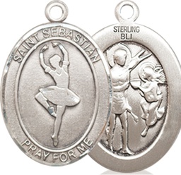 [8173SS] Sterling Silver Saint Sebastian Dance Medal