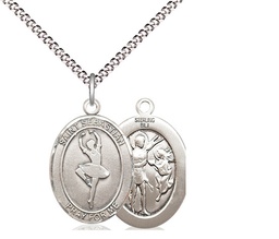 [8173SS/18S] Sterling Silver Saint Sebastian Dance Pendant on a 18 inch Light Rhodium Light Curb chain