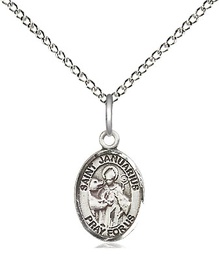 [9351SS/18SS] Sterling Silver Saint Januarius Pendant on a 18 inch Sterling Silver Light Curb chain