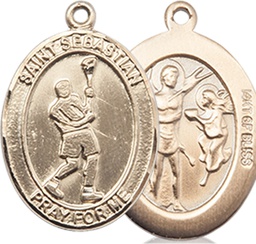 [8174GF] 14kt Gold Filled Saint Sebastian Lacrosse Medal