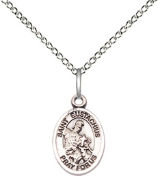 [9356SS/18SS] Sterling Silver Saint Eustachius Pendant on a 18 inch Sterling Silver Light Curb chain