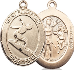 [8175GF] 14kt Gold Filled Saint Sebastian Surfing Medal