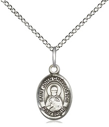 [9357SS/18SS] Sterling Silver Saint John Chrysostom Pendant on a 18 inch Sterling Silver Light Curb chain