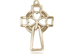 [5999GF] 14kt Gold Filled Shamrock Cross Medal