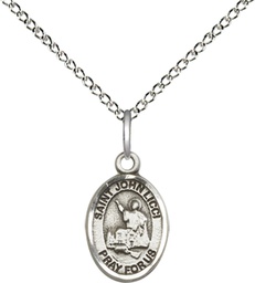[9358SS/18SS] Sterling Silver Saint John Licci Pendant on a 18 inch Sterling Silver Light Curb chain