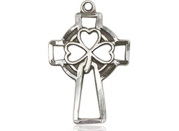 [5999SS] Sterling Silver Shamrock Cross Medal