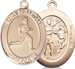 [8176GF] 14kt Gold Filled Saint Sebastian Track and Field Medal