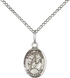 [9361SS/18SS] Sterling Silver Saint Edwin Pendant on a 18 inch Sterling Silver Light Curb chain