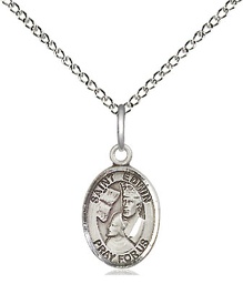 [9361SS/18SS] Sterling Silver Saint Edwin Pendant on a 18 inch Sterling Silver Light Curb chain