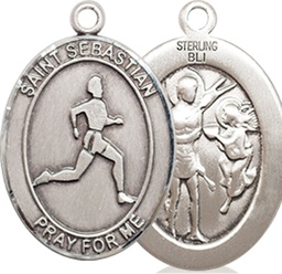 [8176SS] Sterling Silver Saint Sebastian Track and Field Medal