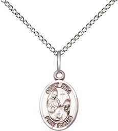 [9364SS/18SS] Sterling Silver Saint Fina Pendant on a 18 inch Sterling Silver Light Curb chain