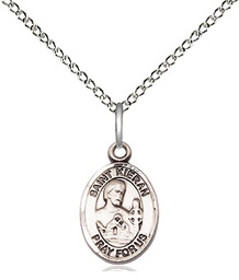 [9367SS/18SS] Sterling Silver Saint Kieran Pendant on a 18 inch Sterling Silver Light Curb chain