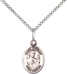 [9367SS/18SS] Sterling Silver Saint Kieran Pendant on a 18 inch Sterling Silver Light Curb chain