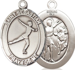 [8177SS] Sterling Silver Saint Sebastian Figure Skating Medal