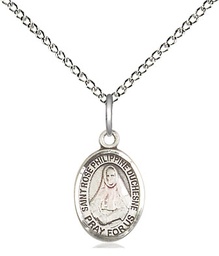 [9371SS/18SS] Sterling Silver Saint Rose Philippine Pendant on a 18 inch Sterling Silver Light Curb chain