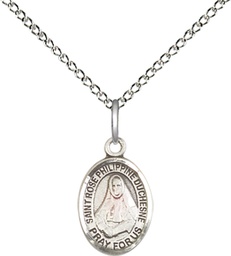 [9371SS/18SS] Sterling Silver Saint Rose Philippine Pendant on a 18 inch Sterling Silver Light Curb chain