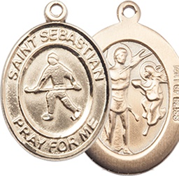 [8178GF] 14kt Gold Filled Saint Sebastian Field Hockey Medal