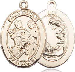 [8179GF] 14kt Gold Filled Saint Cecilia Marching Band Medal