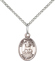 [9376SS/18SS] Sterling Silver Saint Honorius Pendant on a 18 inch Sterling Silver Light Curb chain