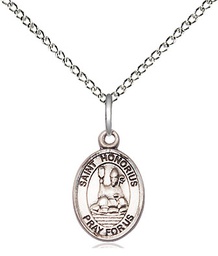 [9376SS/18SS] Sterling Silver Saint Honorius Pendant on a 18 inch Sterling Silver Light Curb chain
