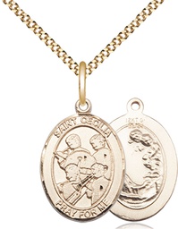 [8179GF/18G] 14kt Gold Filled Saint Cecilia Marching Band Pendant on a 18 inch Gold Plate Light Curb chain