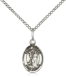 [9377SS/18SS] Sterling Silver Saint Rocco Pendant on a 18 inch Sterling Silver Light Curb chain