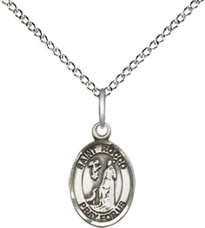 [9377SS/18SS] Sterling Silver Saint Rocco Pendant on a 18 inch Sterling Silver Light Curb chain