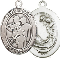 [8179SS] Sterling Silver Saint Cecilia Marching Band Medal