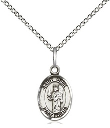 [9378SS/18SS] Sterling Silver Saint Uriel the Archangel Pendant on a 18 inch Sterling Silver Light Curb chain