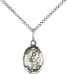 [9378SS/18SS] Sterling Silver Saint Uriel the Archangel Pendant on a 18 inch Sterling Silver Light Curb chain