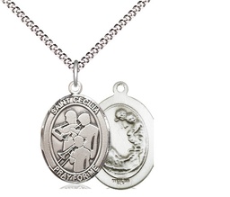 [8179SS/18S] Sterling Silver Saint Cecilia Marching Band Pendant on a 18 inch Light Rhodium Light Curb chain