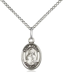 [9379SS/18SS] Sterling Silver Saint Marina Pendant on a 18 inch Sterling Silver Light Curb chain