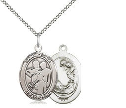 [8179SS/18SS] Sterling Silver Saint Cecilia Marching Band Pendant on a 18 inch Sterling Silver Light Curb chain