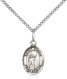 [9381SS/18SS] Sterling Silver Saint Aidan of Lindesfarne Pendant on a 18 inch Sterling Silver Light Curb chain