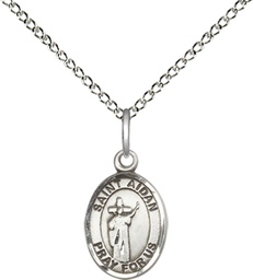 [9381SS/18SS] Sterling Silver Saint Aidan of Lindesfarne Pendant on a 18 inch Sterling Silver Light Curb chain