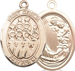 [8180GF] 14kt Gold Filled Saint Cecilia Choir Medal