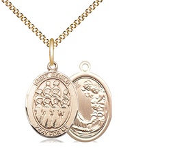 [8180GF/18G] 14kt Gold Filled Saint Cecilia Choir Pendant on a 18 inch Gold Plate Light Curb chain