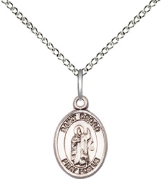 [9386SS/18SS] Sterling Silver Saint Drogo Pendant on a 18 inch Sterling Silver Light Curb chain