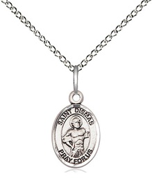[9418SS/18SS] Sterling Silver Saint Dismas Pendant on a 18 inch Sterling Silver Light Curb chain