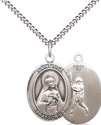 [8181SS/18S] Sterling Silver Saint Rita Baseball Pendant on a 18 inch Light Rhodium Light Curb chain