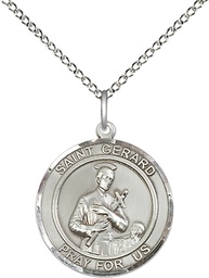 [8042RDSS/18SS] Sterling Silver Saint Gerard Pendant on a 18 inch Sterling Silver Light Curb chain