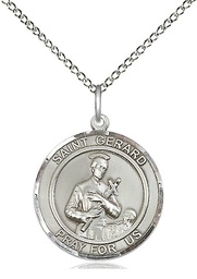[8042RDSS/18SS] Sterling Silver Saint Gerard Pendant on a 18 inch Sterling Silver Light Curb chain