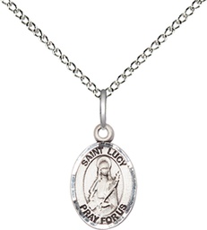 [9422SS/18SS] Sterling Silver Saint Lucy Pendant on a 18 inch Sterling Silver Light Curb chain