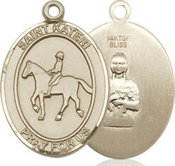 [8182GF] 14kt Gold Filled Saint Kateri Equestrian Medal