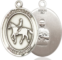 [8182SS] Sterling Silver Saint Kateri Equestrian Medal