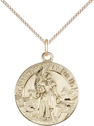 [0193GF/18GF] 14kt Gold Filled Saint Joan of Arc Pendant on a 18 inch Gold Filled Light Curb chain