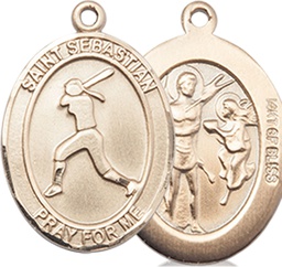 [8183GF] 14kt Gold Filled Saint Sebastian  Softball Medal