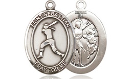 [8183SS] Sterling Silver Saint Sebastian  Softball Medal